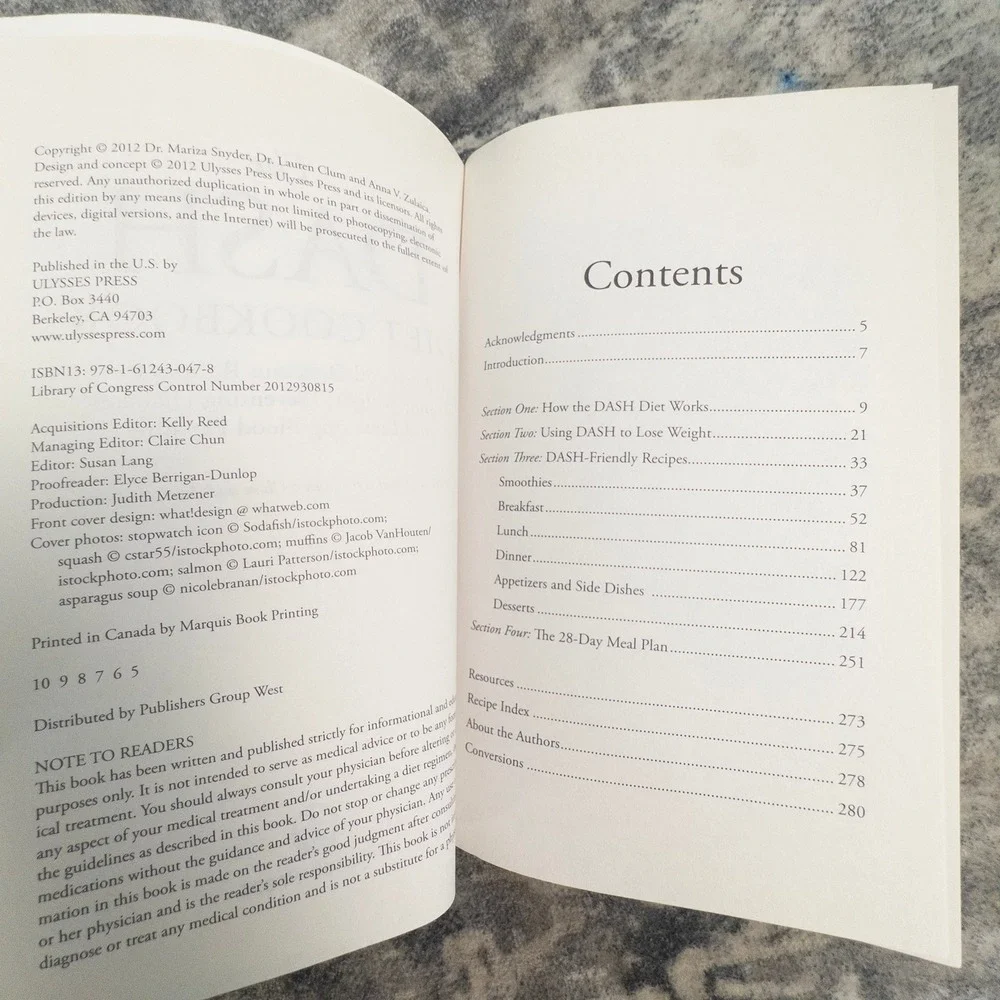 The DASH Diet Cookbook Snyder Clum Zulaica Recipes Weight‎ Loss Ulysses Press